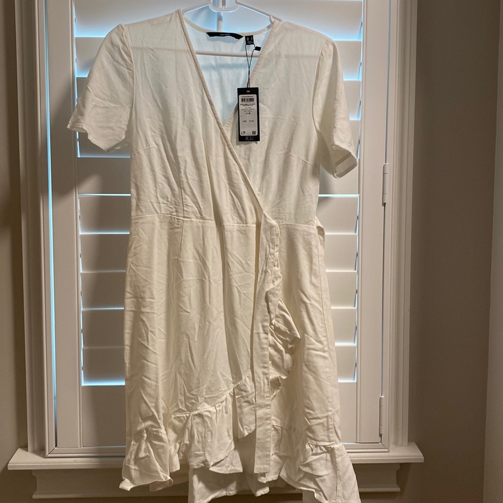 Vero Moda White Linen Wrap Dress